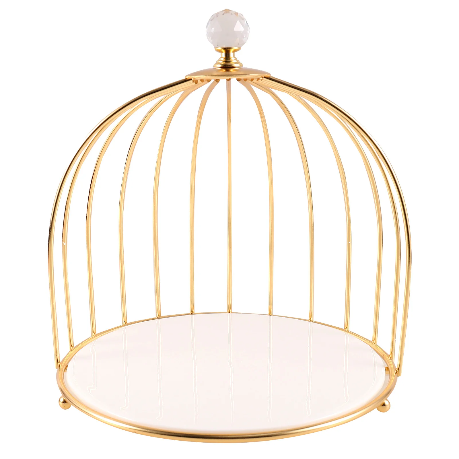 

Bird Cage Fruit Tray Ceramic and Iron Desktop Storage Basket for Fruits Snacks Dessert Display Stand Home Hotel Party Decor