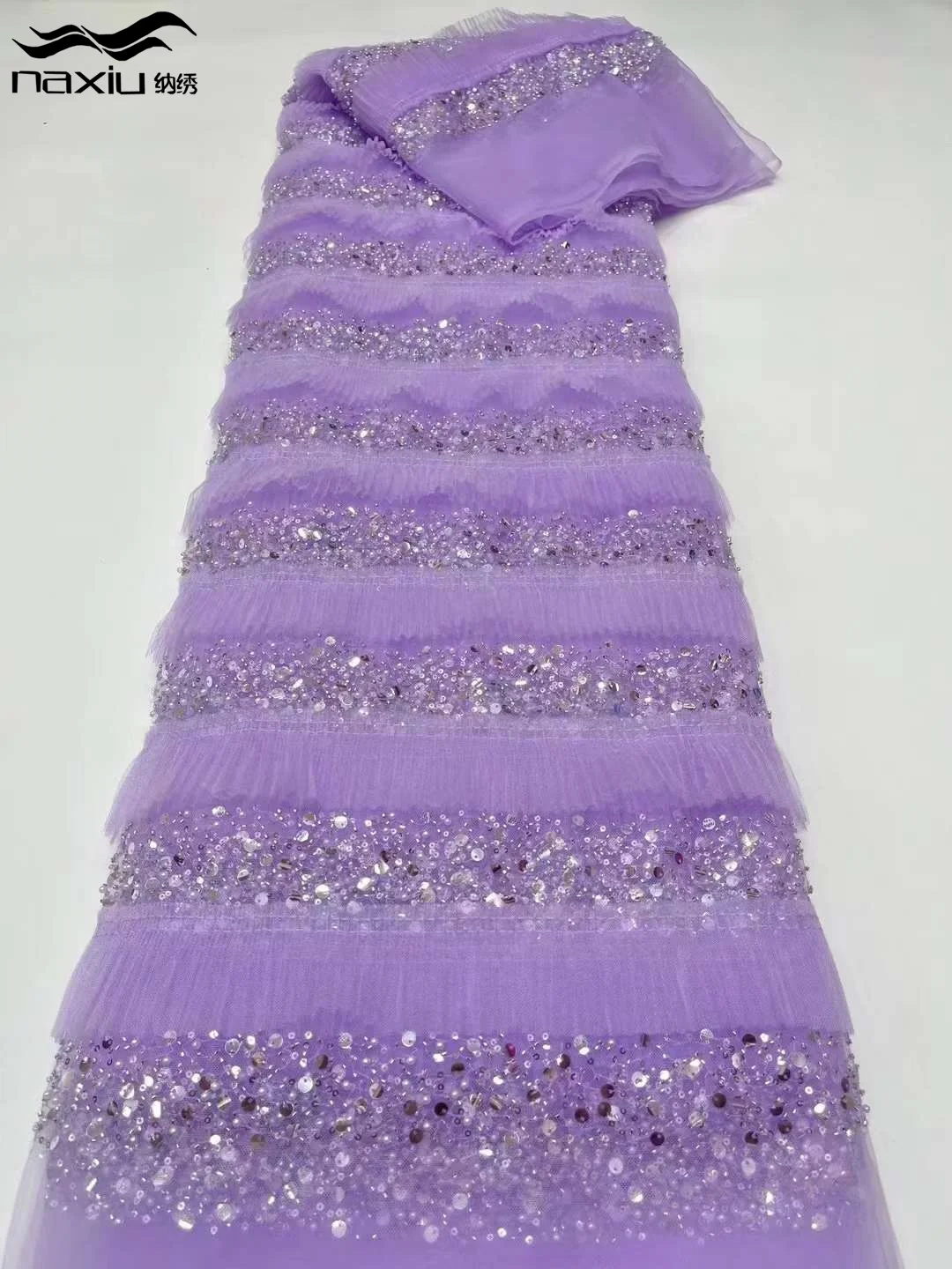 

Madison 2024 Elegant African French Tulle Embroidery Beaded Lace Fabric Nigerian Sequins Lace Fabric For Wedding Party Dress