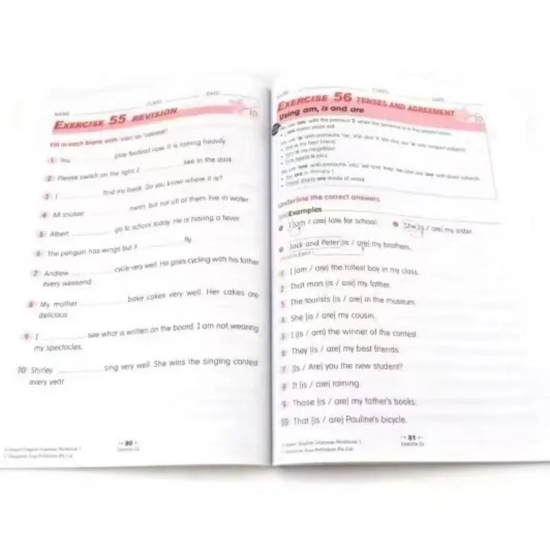 Cuaderno de libros de texto para niños mayores de 3 a 12 años, cuaderno de ejercicios, material de prueba, aprendizaje de inglés de Singapur, 6 libros