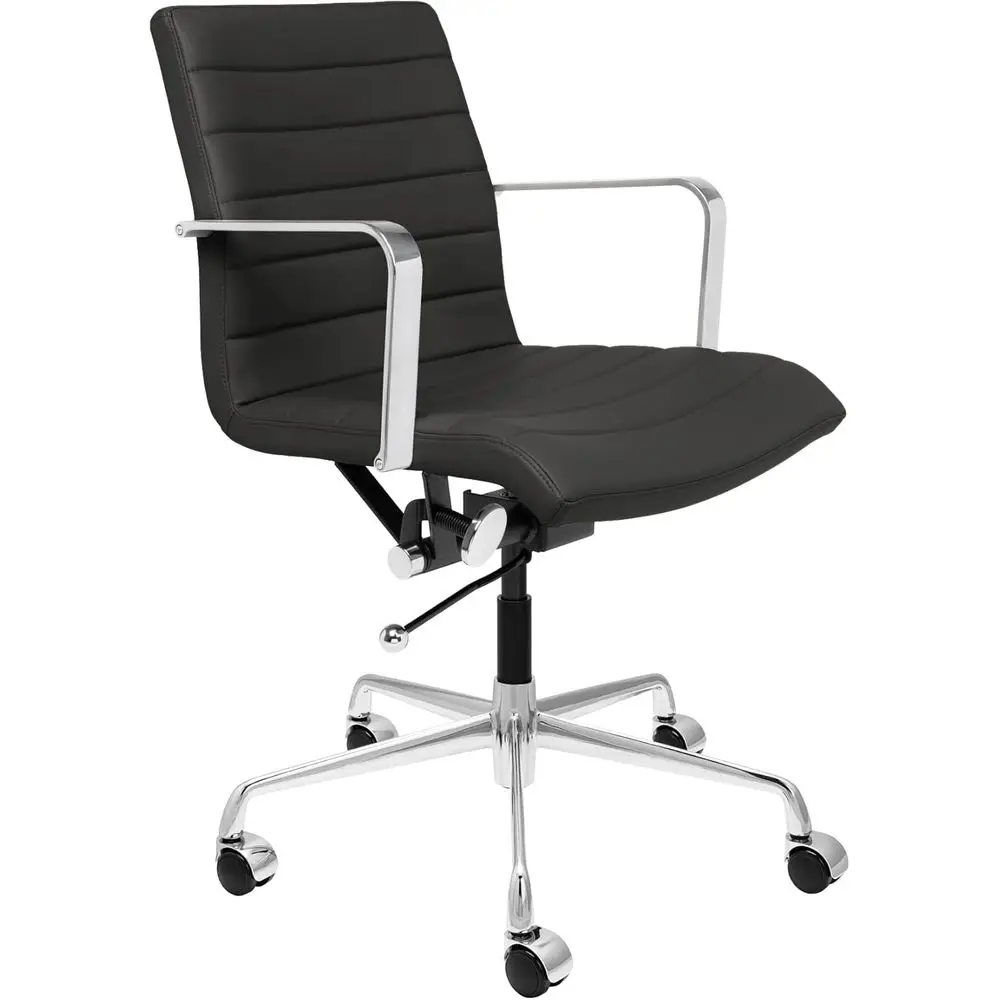 SOHO II Ribbed Oice Chair - Back Desk Chair, Ergonomically Designed with Arm Rest & Swivel, Made o aux Leather, Black, Computer