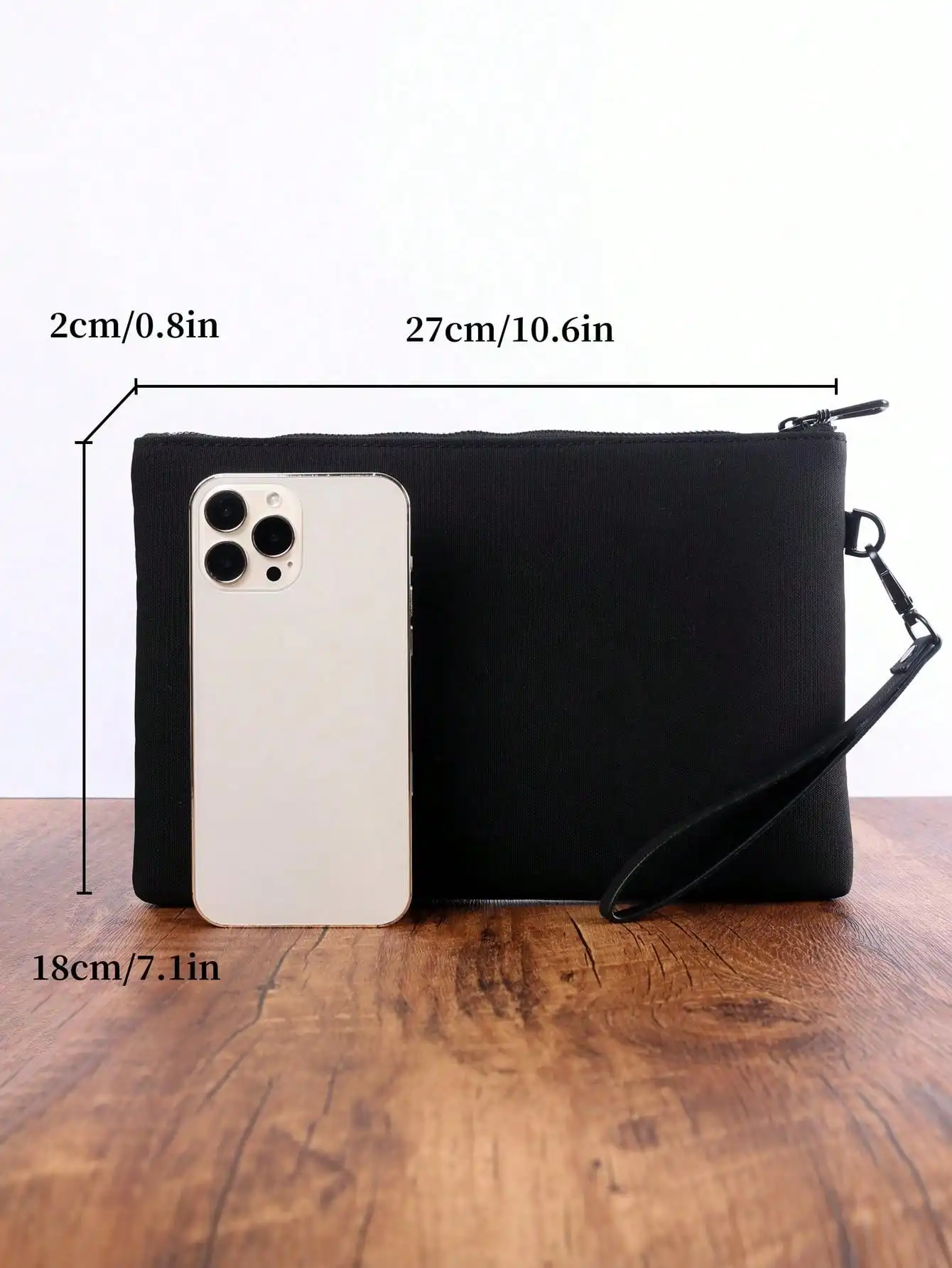 Business Simple Bag Fashion Casual Ultra-Thin Portable Zipper Wristlet Bag Cell Phone Bag Handbag Armpit Bag Men\'s Clutch Bag