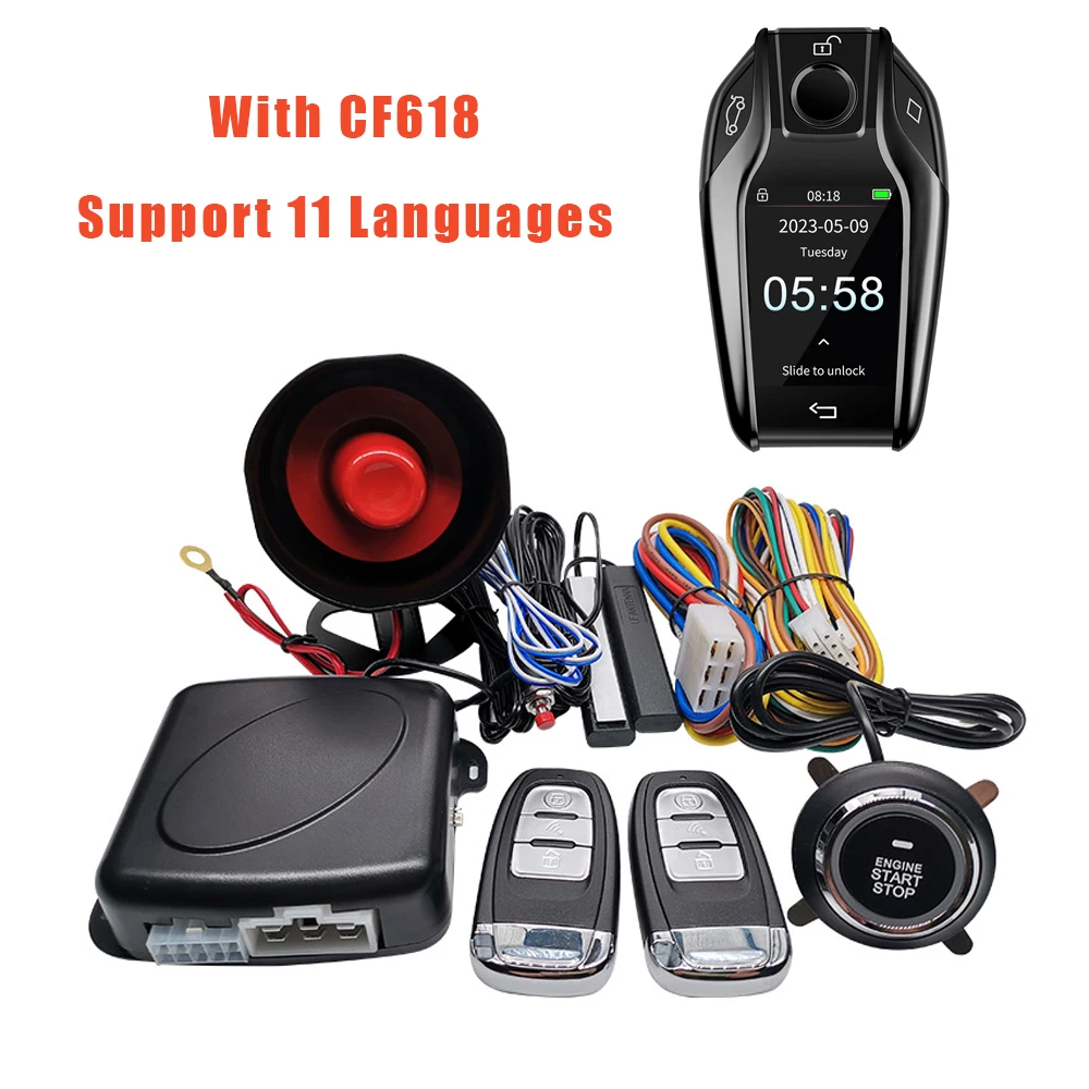 Universal Auto Start Stop Keyless Entry System with CF618 Universal Modified Boutique Smart Remote Key Push One-Button Start