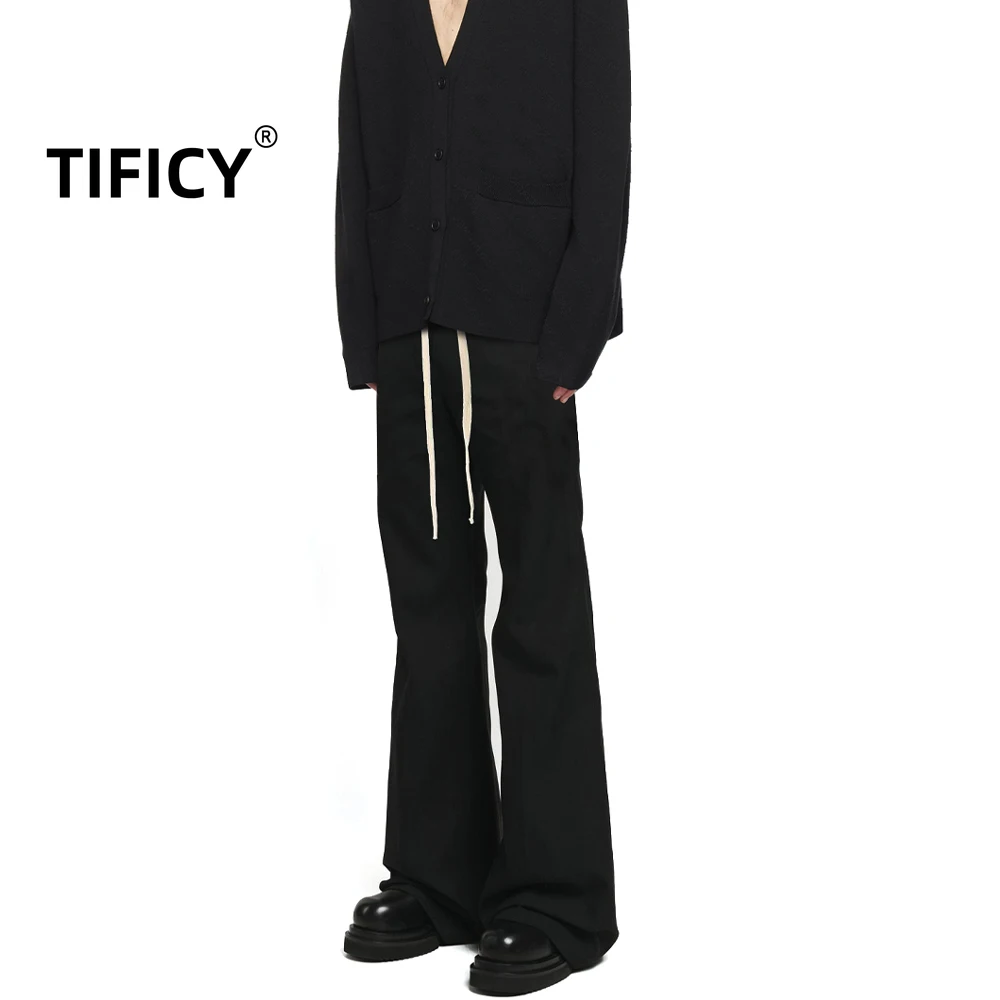 

High Street Sweatpants Men's Elastic Waist Autumn Heavyweight Drawstring Micro Pull Pants Women Straight Leg Casual Loose Pants