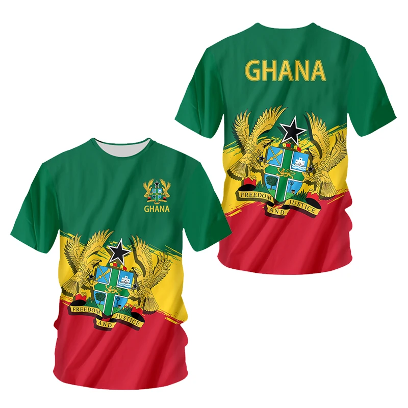 Ghana Jersey 3D Printing Graphic T Shirts Y2k Summer Ghana Flag Tshirt Casual Oversized T-shirt Dropshipping Wholesale Team Tee