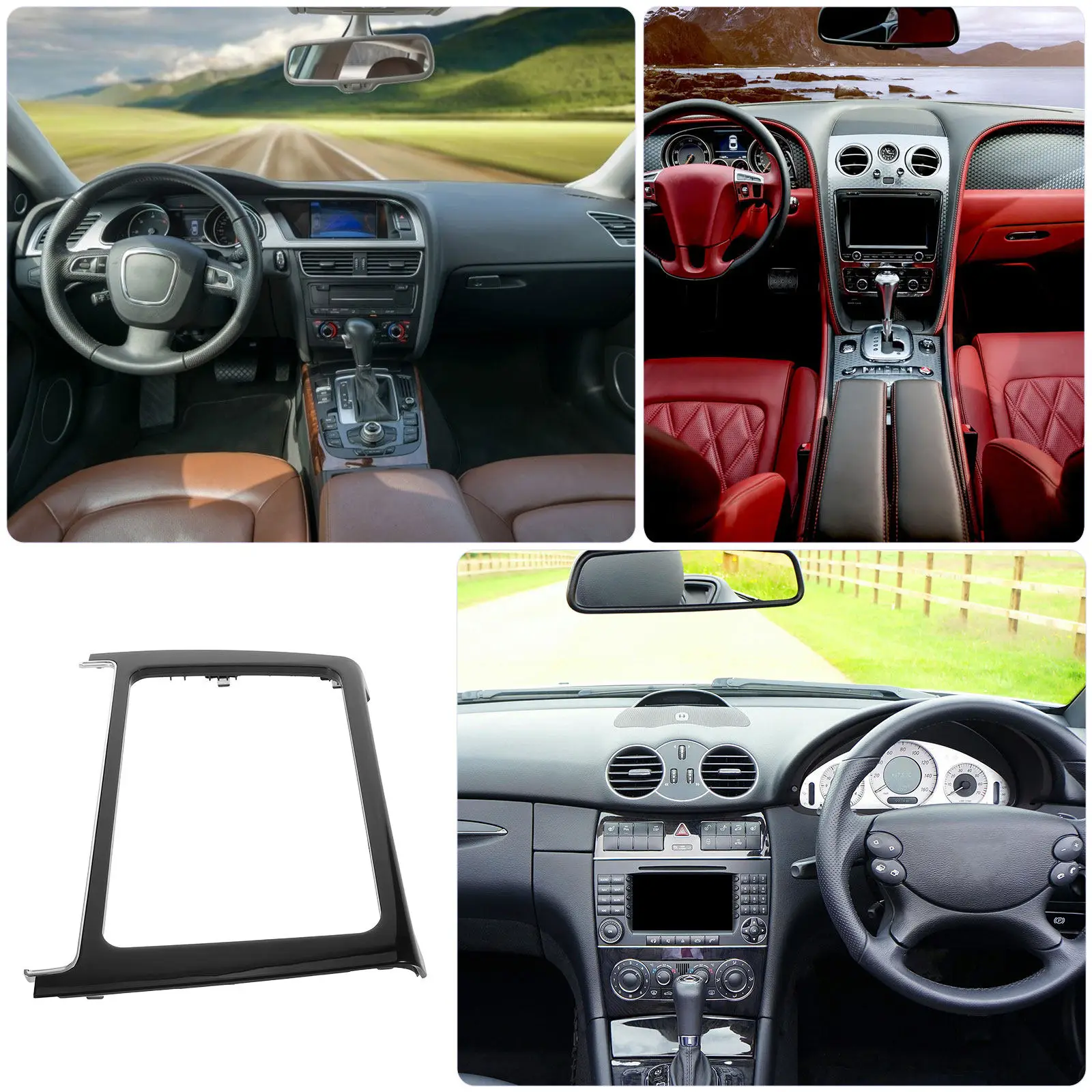 Vehicle Navigation Screen Protective Frame Compatible for Polo 2014-2019 Dashboard Protector Black Car Navigation