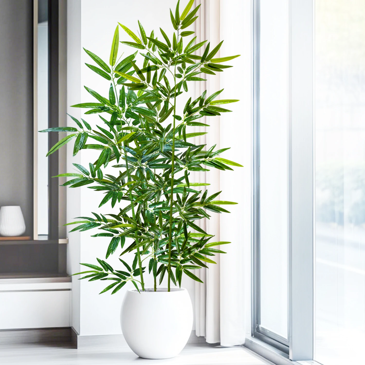 120-240cm/94,4in Künstliche Bambus- und Monstera-Pflanzen, Künstliche Palmen, Hohe Grünpflanzen, Geeignet für Zuhause, Garten und Zimmer – Detail 10