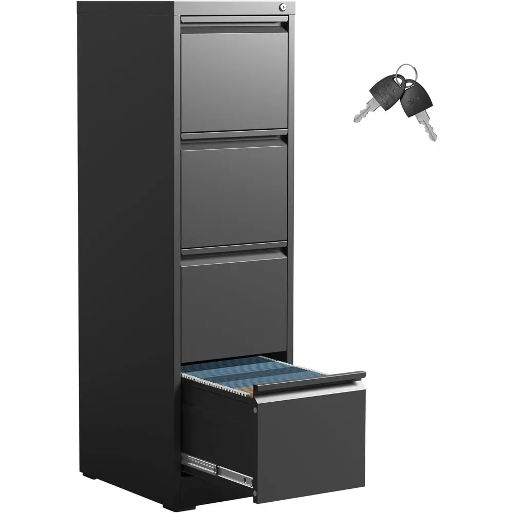 

4 Drawer File Cabinet,Metal Filing Cabinets with Lock,Black Vertical File Cabinet for Home Office