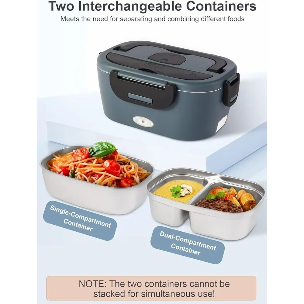 80 واط صندوق غداء ساخن مع مؤقت اثنين 1.5L حاويات من الفولاذ المقاوم للصدأ مانعة للتسرب وجبة كهربائية سخان المنزل مكتب سيارة