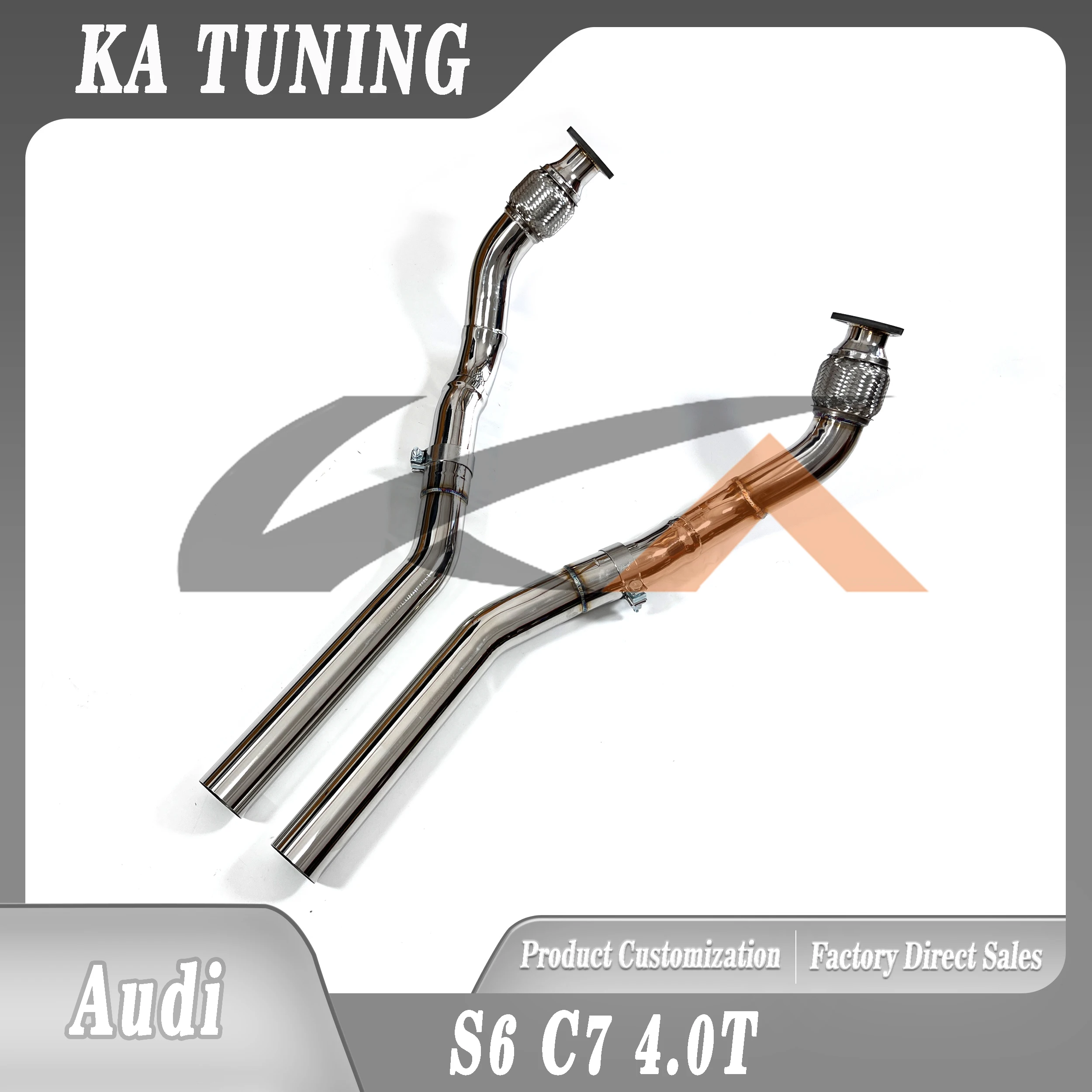 

KA Tuning Performance Exhaust System Steel Front Pipe for Audi S6 C7 4.0T with Resonator Auto Car Accessory