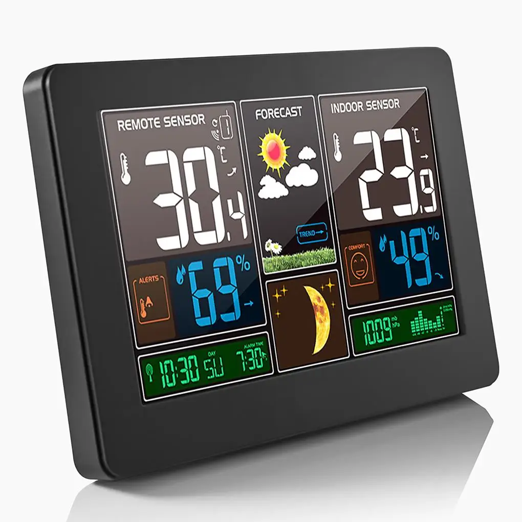 3378 Weather Station Thermometer Wireless Sensor Alarm Clock Barometer