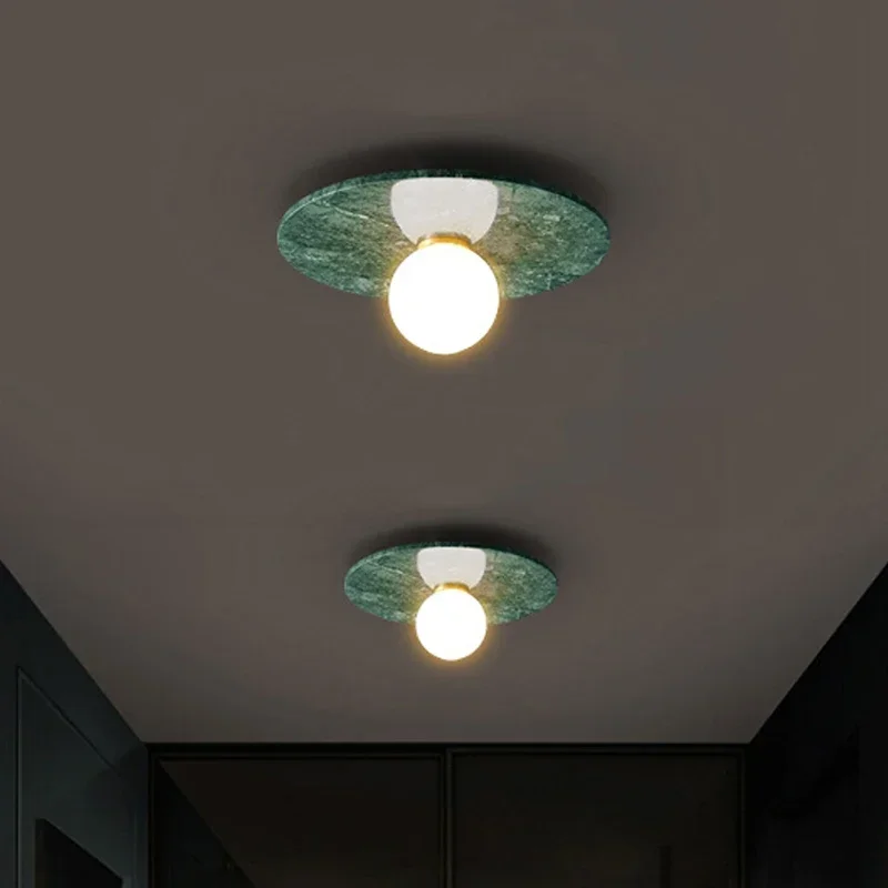 Nordic White Black Green Stone Aisle Corridor Lamp Marble Ceiling Light for Home Decor Living Room Bedroom Marble Lighting