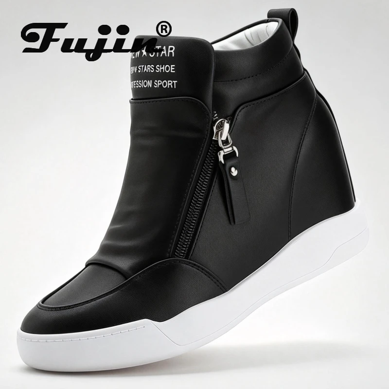 

Fujin/сезон лето-осень 2020; Ботинки на танкетке; Женская обувь на платформе, увеличивающей рост; Женская модная повседневная обувь на молнии; botas