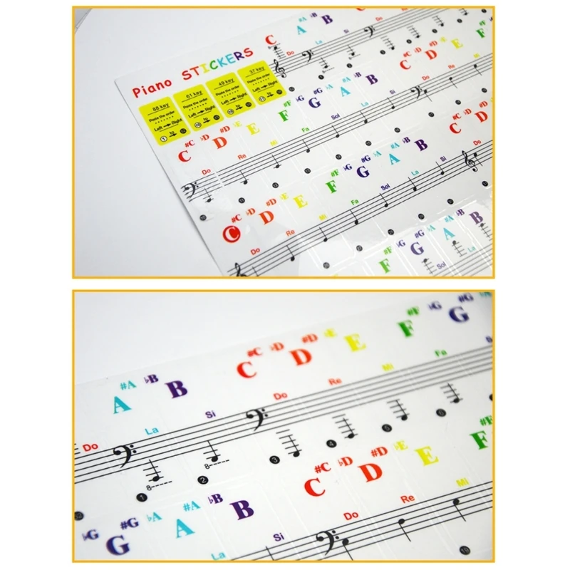 Piano Label Removable Piano Notes Guide Labels Piano Sticker 88/61/49 Keys Piano Keyboard Stickers for Beginner