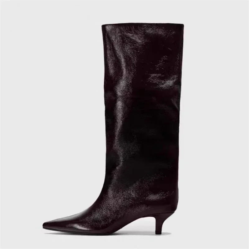 Aneikeh Autumn Winter Street Style Sexy Pointed Toe Thin Low Heels Women Knee-High Boots Casual Party Shoes Long Botas Mujer - Image 5