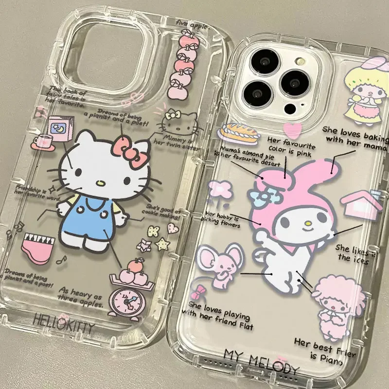 Transparent Case for Xiaomi Redmi Note 12 Turbo 12S 11 11S 10 10S 9 9S 8 Pro 12C 10C 10X 9T 9A Cartoon Hello Kitty Melody Cover