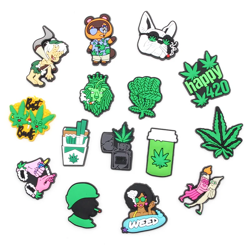 รองเท้าวัชพืชสีเขียวการ์ตูน1ชิ้นสุดน่ารักรองเท้าแตะแบบ DIY aksesoris sepatu หัวเข็มขัดตกแต่งพีวีซีใช้ได้ทั้งชายและหญิงของขวัญสำหรับเด็กผู้ชาย