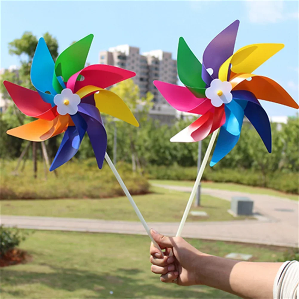 Windmill Wind Spinner Ornament Decoration Outdoor Garden Lawn Yard Party Decor Kids Toys Balcony Viewing Plastic Wind Spinners