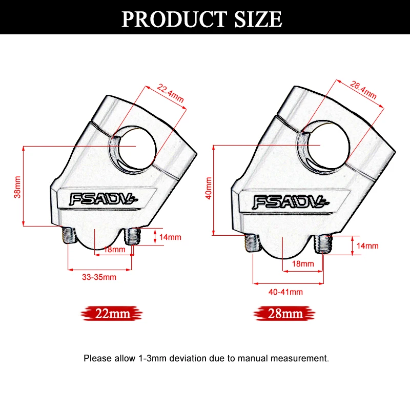 1 paar Motorrad Universal Lenker Riser Bar Montieren Griff Klemme Universal 28mm 1 1/8 "22mm 7/8" für Honda BMW YAMAHA Suzuki – Detail 2