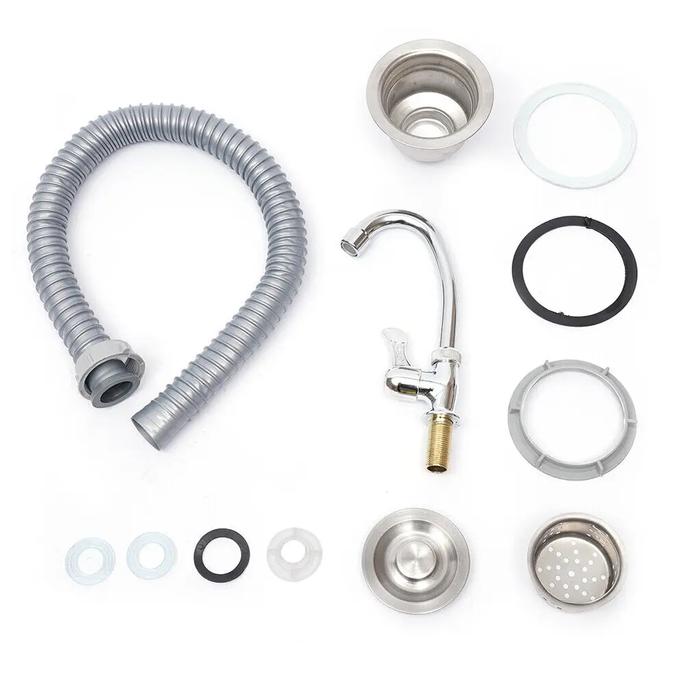 Commercial Kitchen Sink Prep Table W/ Faucet Stainless Steel Single Compartment