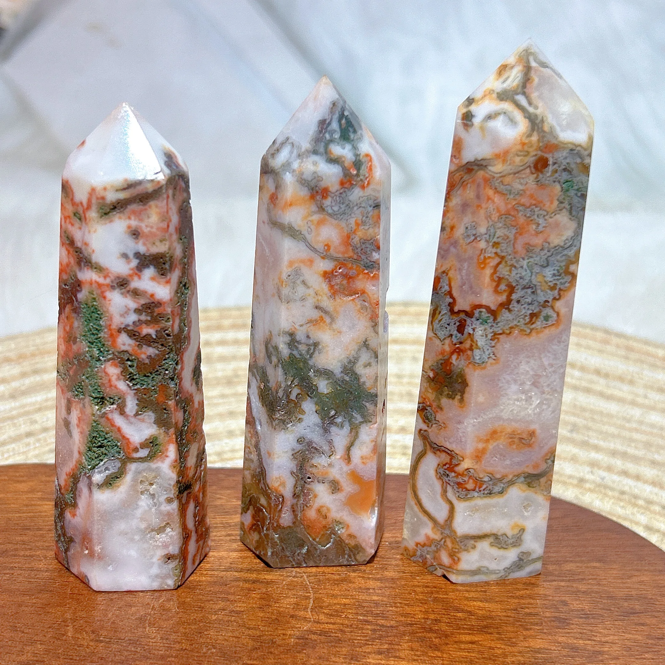 

Natural Crystal Carnelian Moss Agate Druzy Tower Healing Gemstones Energy Mineral Home Decoration Room Decor Precious Gift