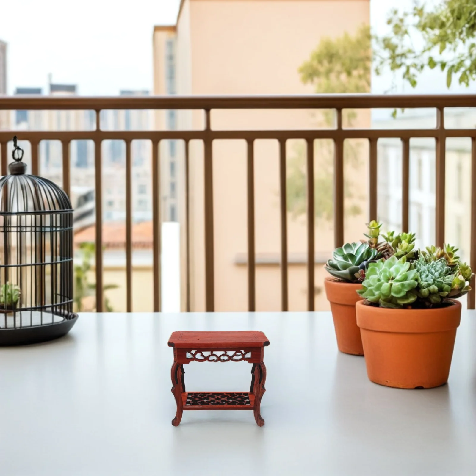 

Office Decor Jade Ornaments Miniature Display Base Wood Plant Riser Stands Brown Stool Small Flower Pot Holder