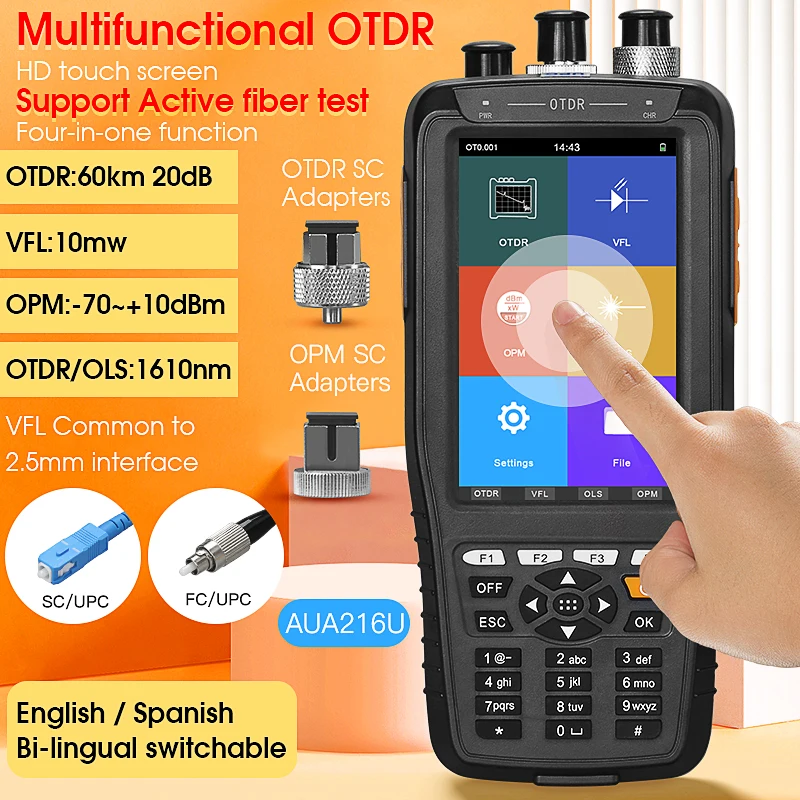 AUA216A/U 28U/A 280U/A Smart OTDR 1310 1550nm 1610nm with VFL/OPM/OLS Touch Screen OTDR Optical Time Domain Reflectometer