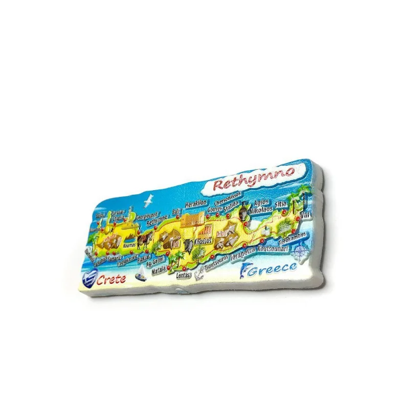 Personalized Crete Logo Building Magnetic Refrigerator Plate Creative Tourist Souvenir Home Decor Map