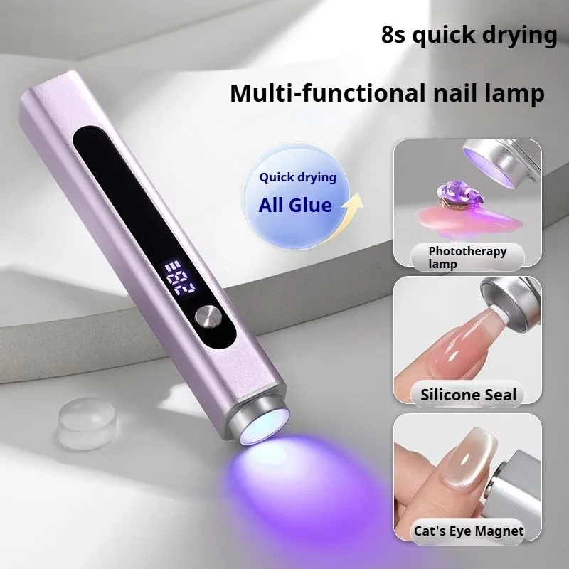 

（Big disount）3 in 1 UV LED Metal Nail Lamp Mini Handheld UV Lamp for Manicure Portable Nail Dryer Stand Lamp with Nail Cat Eye M
