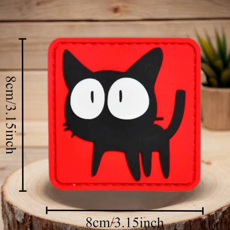 Parche PVC gato negro – Insignia moral táctica con gancho y bucle - imagen 2