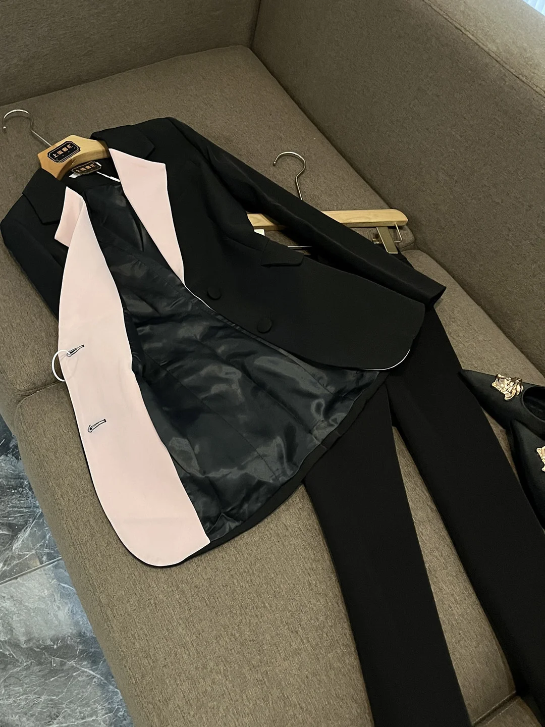 طقم بدلة نسائية احترافية أنيقة للشتاء، تصميم راقٍ ضيق يناسب العمل، طراز X34 للمناسبات اليومية، بدون علامة تجارية مسجلة #2