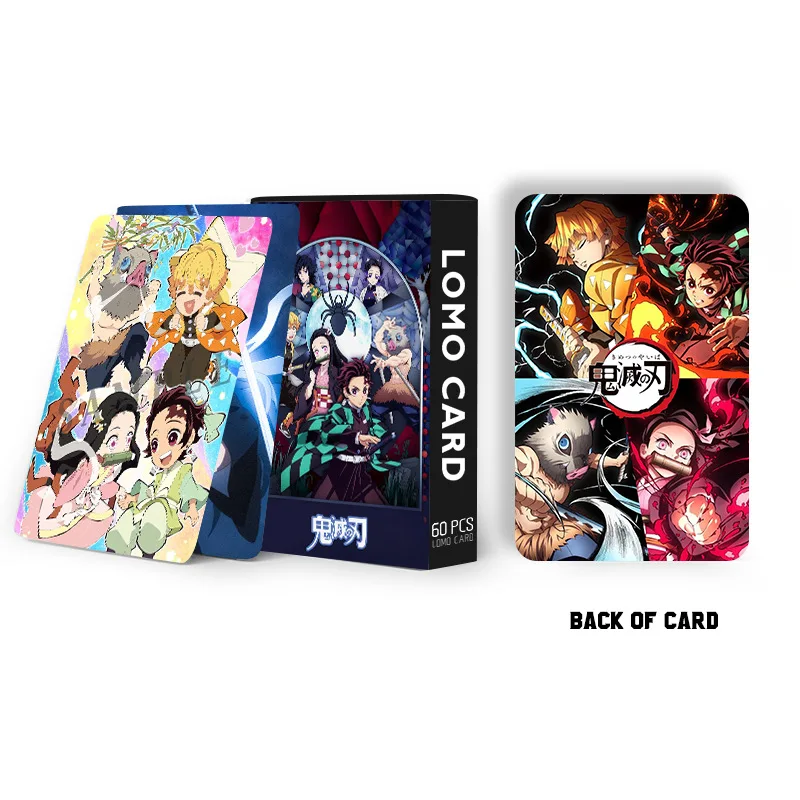 60PCS One Piece Luffy Gear 5 Card LOMO Demon Slayer Cards Anime Peripherals Greeting Card Bookmarks Double-sided Collection Deck