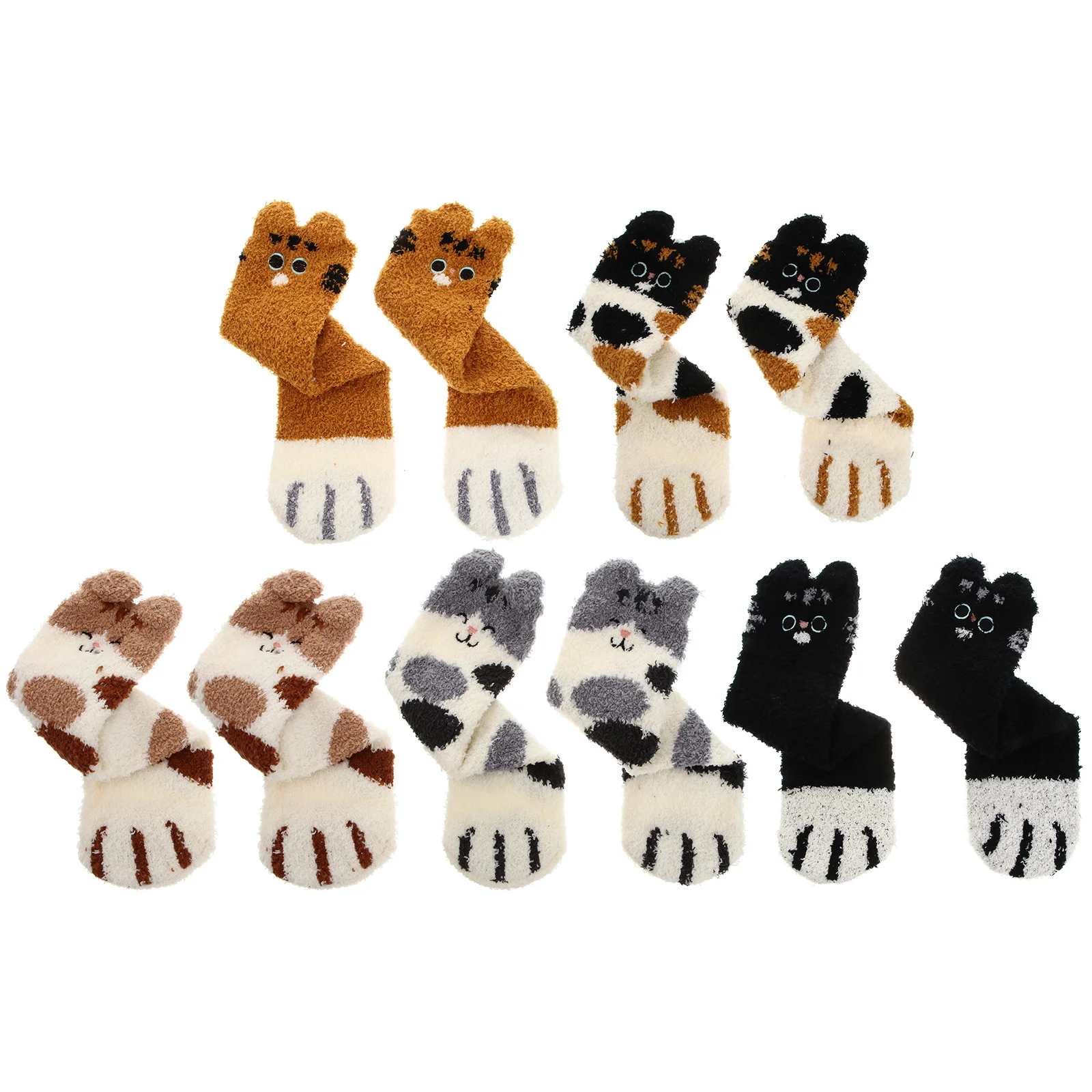 

5pcs Adorable Cat Winter Warm Medium Home Comfortable Tube Socks For Autumn Winter Breathable Cartoon Animal Design Keep Warm