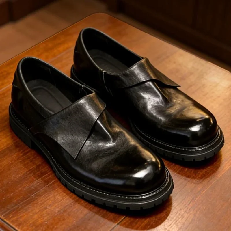 

Goodyear Thick-soled First-layer Cowhide Leather Men's Shoes Slip-on Business Casual Shoes Hand-dyed Vintage Style Loafers