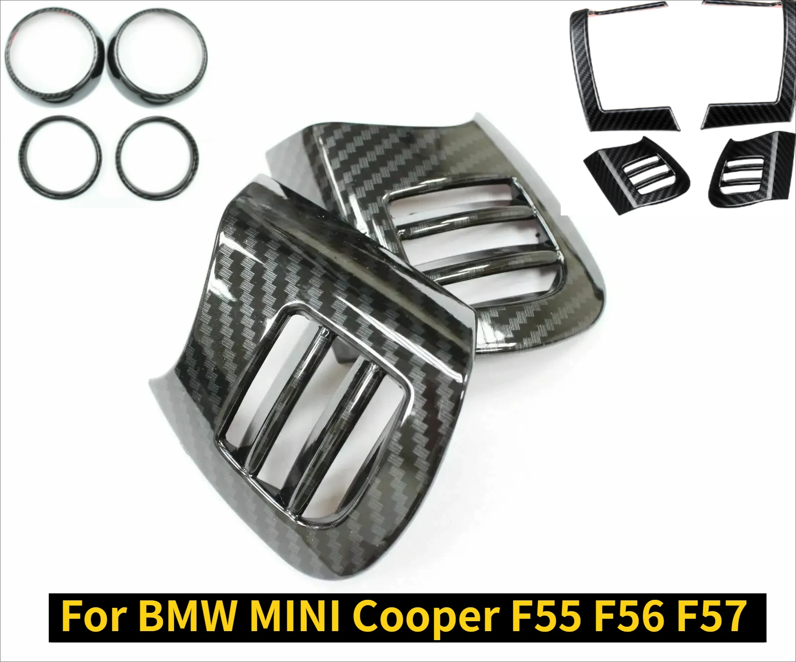

8 шт. накладок на воздуховоды из карбона, декоративные элементы интерьера, наклейки на воздуховоды для BMW MINI Cooper F55 F56 F57