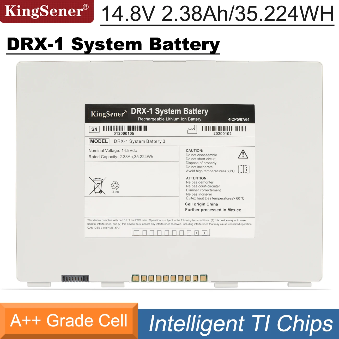 

KingSener Smart li-Ion Battery For HPX-DR3543 Detector For Carestream DRX-1 System For Flat Panel Digital Imager 450 465