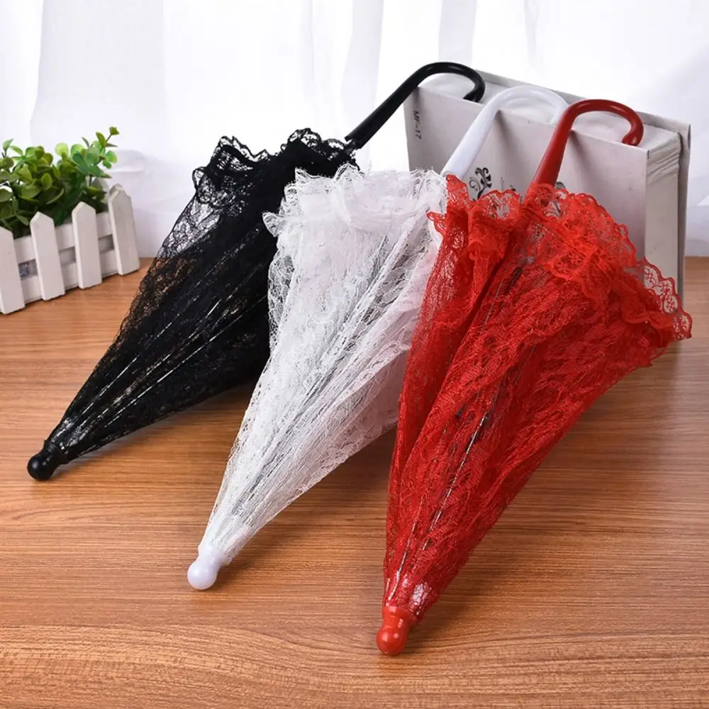 Elegant Lace Women's Lace Umbrellas Hollowed Out Lolita Mini Bridal Umbrella Delicate Floral Patterns Bride Prop Umbrella