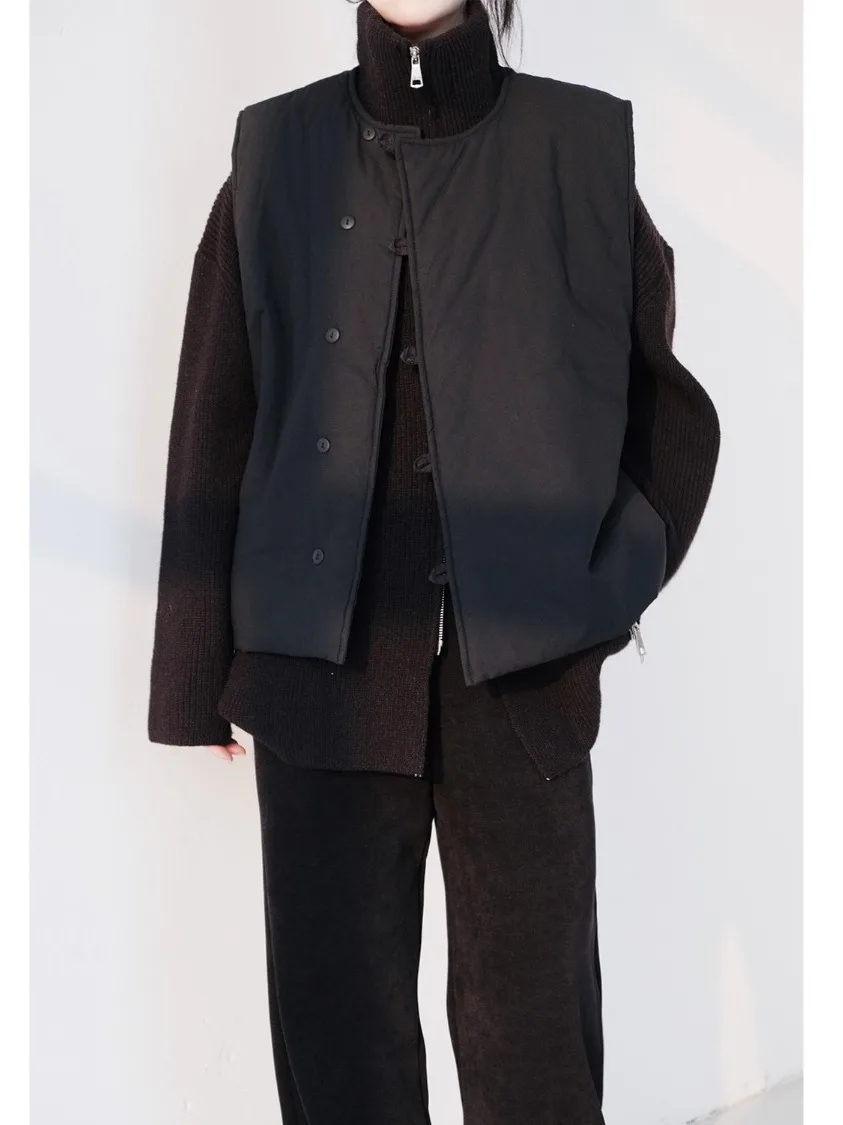 

Sli Cotton Jaet, теплый жилет 2025 года, новая верхняя одежда Sle, повседневный тонкий хлопковый жилет свободного кроя на осень-зиму...