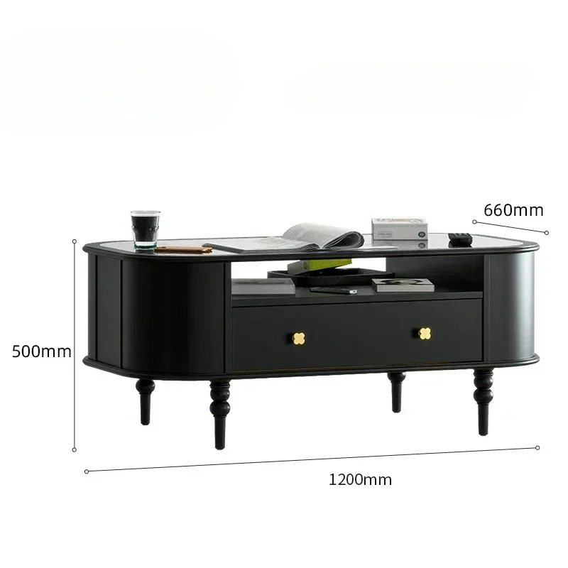 French cloud oval coffee table TV cabinet combination living room home light luxury coffee table