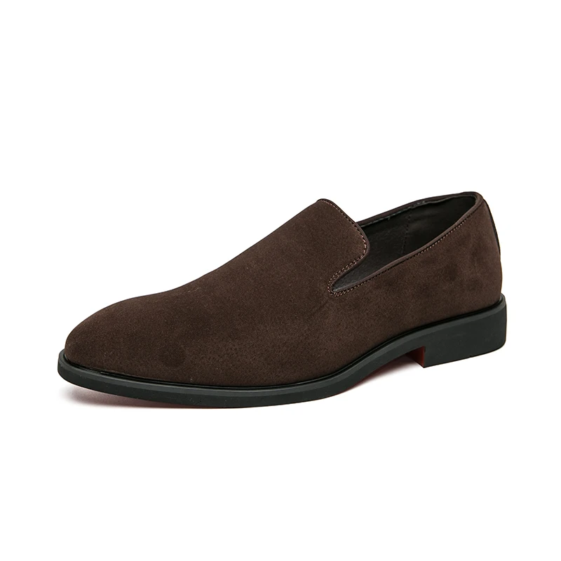 Mocassins de couro de camurça italiana para homens, sapatos de escritório, sapatos marrons, boate, marca de luxo, primavera