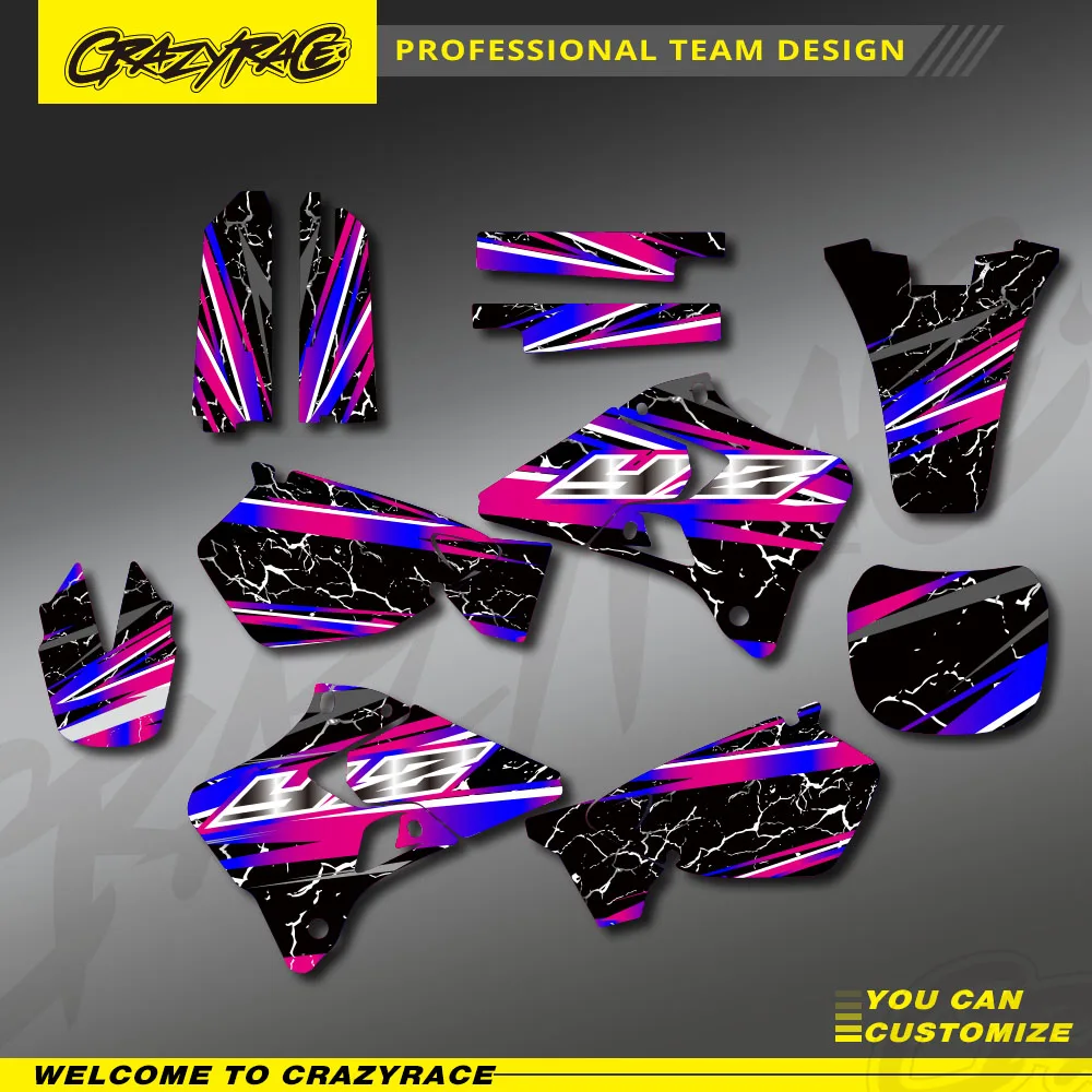 CRAZYRACE Custom Motocross Graphics Background Sticker Decal For Yamaha YZ125 YZ250 YZ 125 250 1996 1997 1998 1999 2000 2001