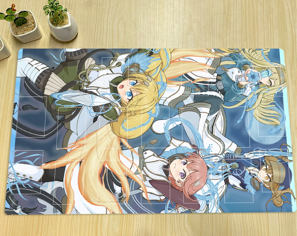 YuGiOh Playmat Exosister Asophiel & Gibrine & Mikailis TCG CCG Board Game Trading Card Game Mat Anime Mouse Pad Zones & Free Bag