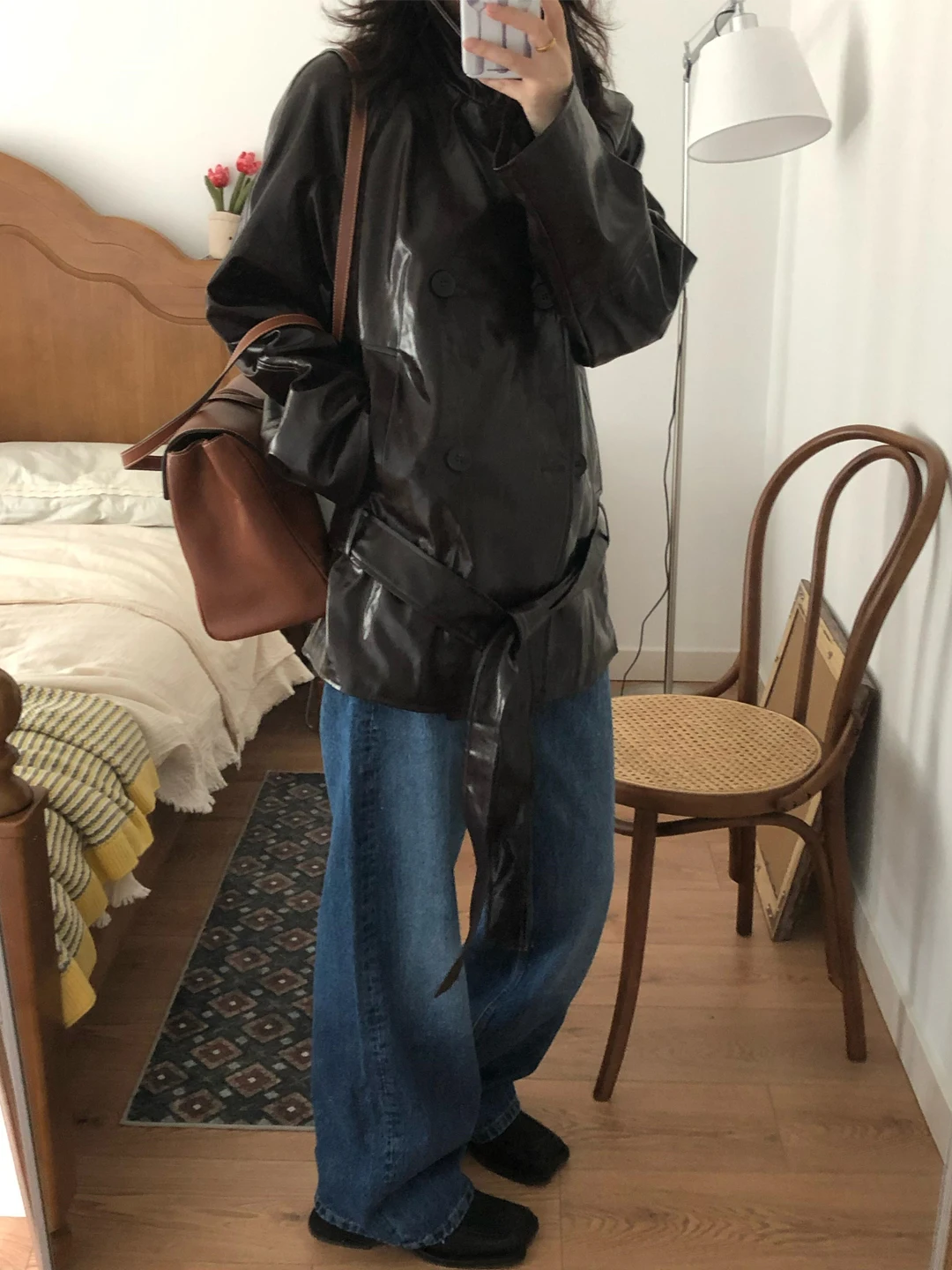 Or PU cuir Jaet femmes motard Sle manteau col rabat taille cintrée Faionable automne vêtements d'extérieur jeunesse trajet tendance