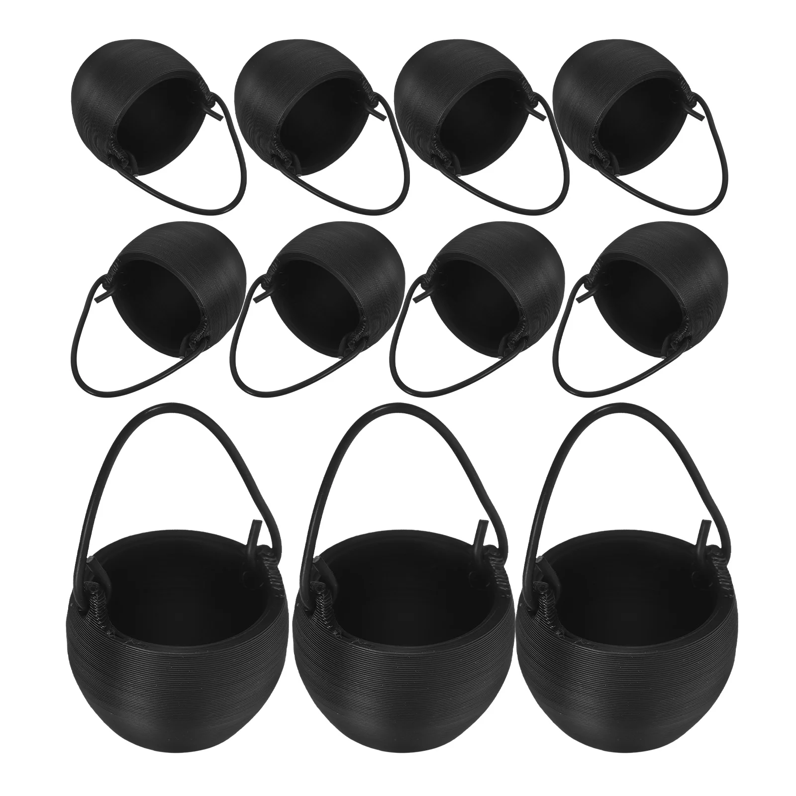 20 Stück Mini-Kessel-Töpfe, Halloween-Party-Dekorationen, kleine Süßigkeitenbehälter aus Kunststoff mit Griff, Figuren, Ornament, Spukhaus