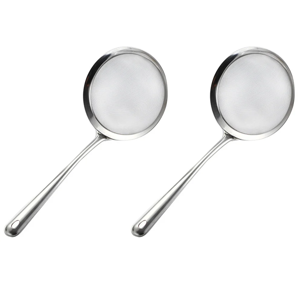 

2Pcs Stainless Steel Strainer Colanders Ergonomic Handle Multipurpose Kitchen Sieve for Noodles Vegetables Tea Cooking Home Use