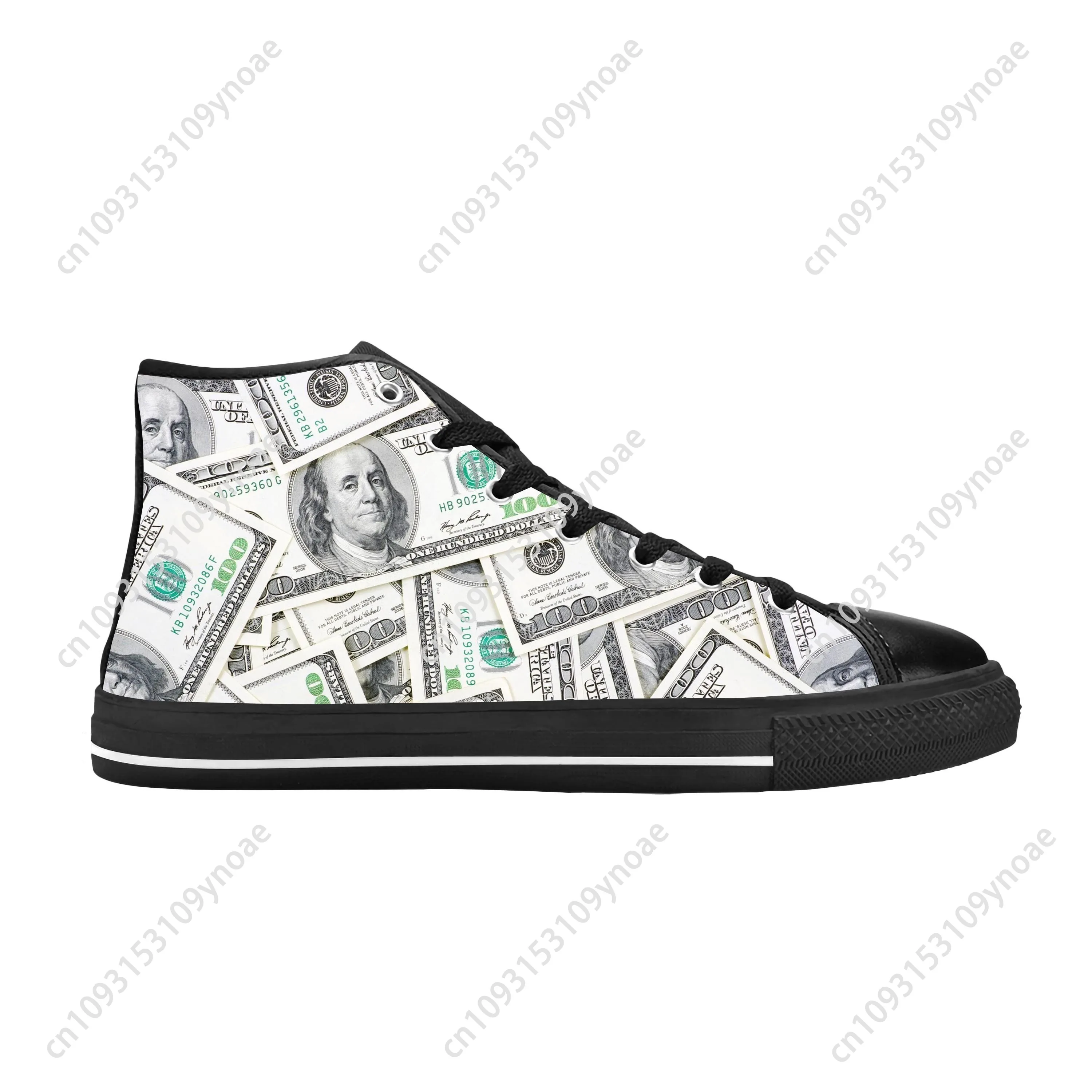 Gothic Dollar Bills Dollars Money Pattern High Top Sneakers Mens Womens Teenager Canvas Latest Sneaker Casual Shoes Custom Shoe