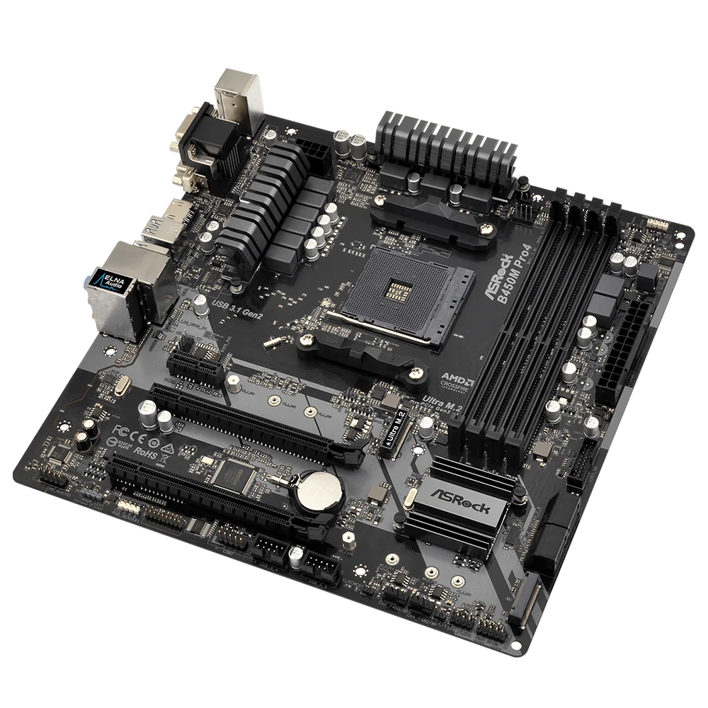 Imagem -02 - Asrock-placa-mãe B450m Pro Amd Soquete Am4 5950x r9 5800x3d r7 Cpu 4x Ddr4 Micro Atx r9 Testado