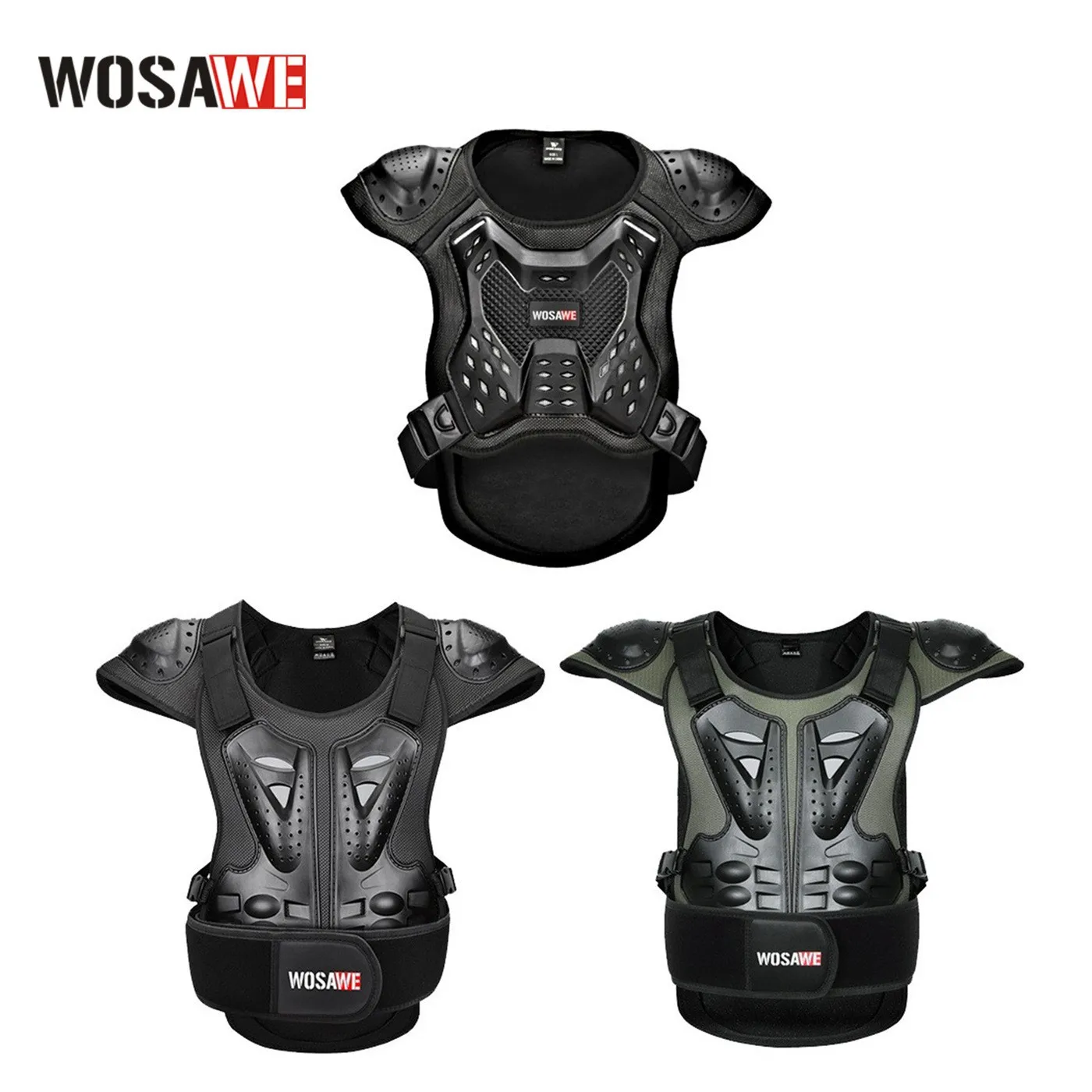 WOSAWE Motorcycle Vest Racing Chest Back Cycling Jackets Motocross Off-Road Ski Snowboarding Jackets Close Fitting