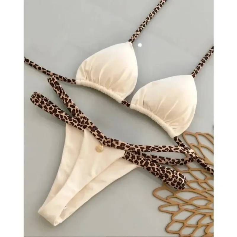 

Треугольный комплект бикини с разрезом, женский модный сексуальный микро бикини на шнуровке, комплект из двух предметов, праздничный пляжный бассейн, бразильский купальный костюм