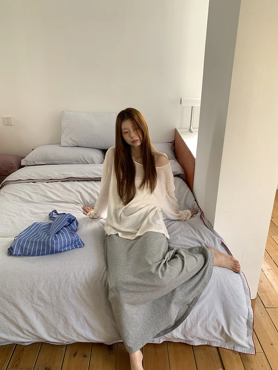 ハイウエスト A ライン ミニスカート レディース グレー 韓国風デザイン センセーション ボディコン スカート 春夏新作 G スタイル