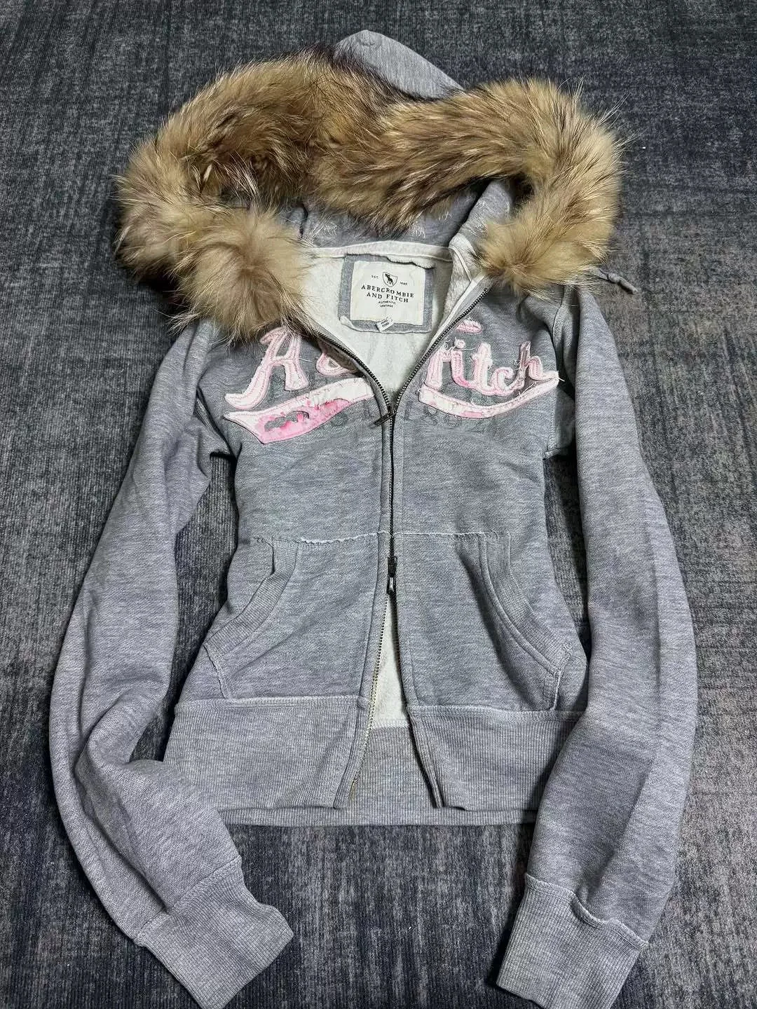 Autumn and winter women's personalized patch fabric double zipper design large hat cardigan sweatshirt Gothic Harajuku Y2k top - Image 3